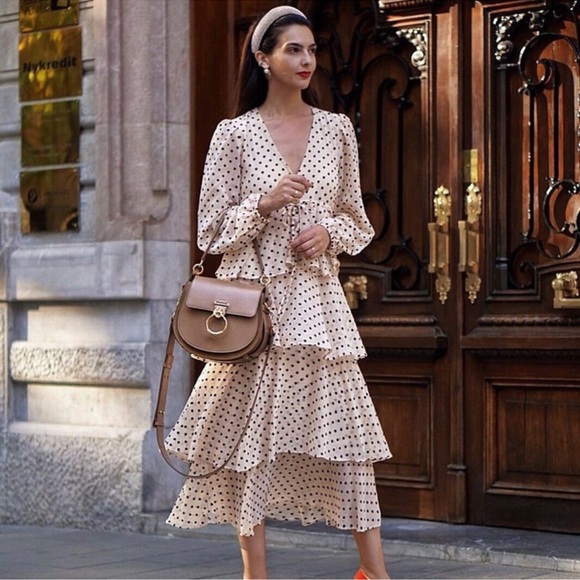 ZARA Polka Dot Tiered Maxi Dress. Size XS - Picture 3 of 16